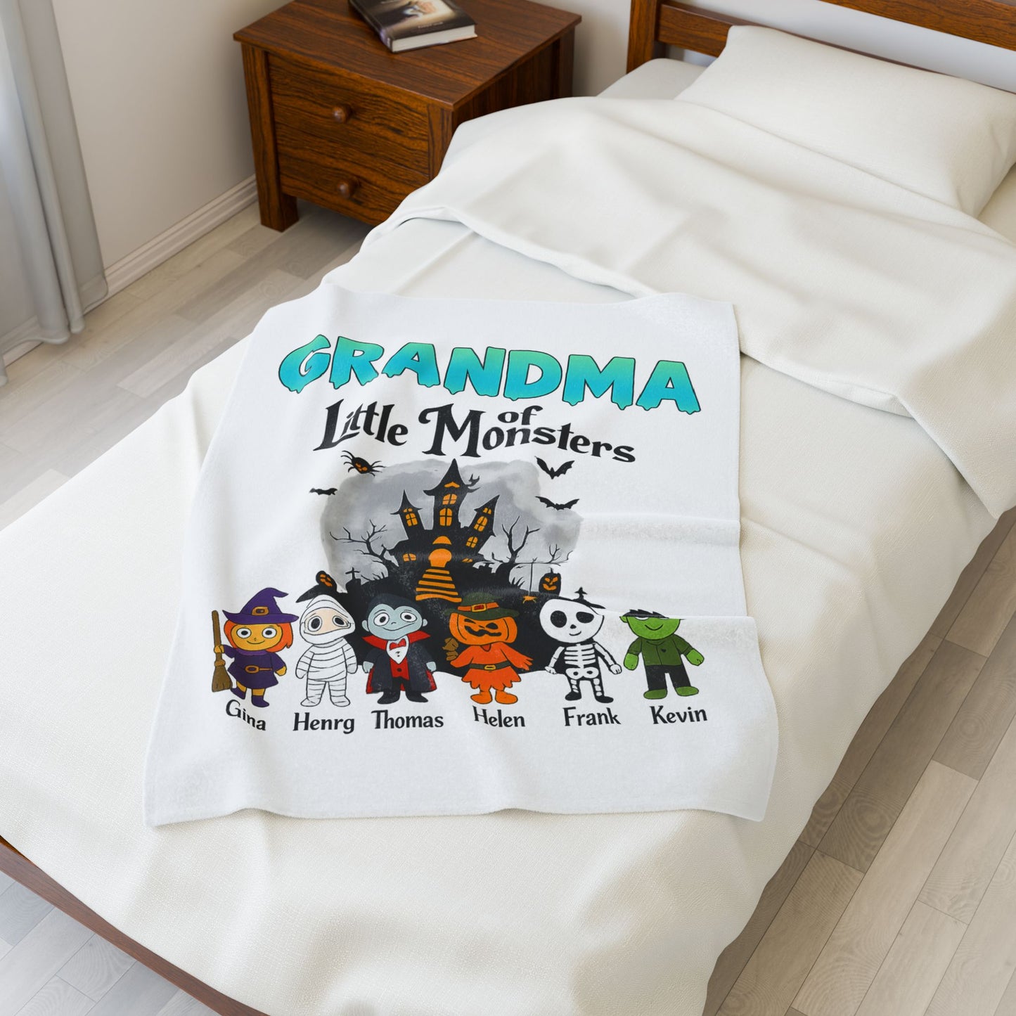 Personalized Grandma of Little Monsters with Grandkids names Blanket - PersonalizedFury