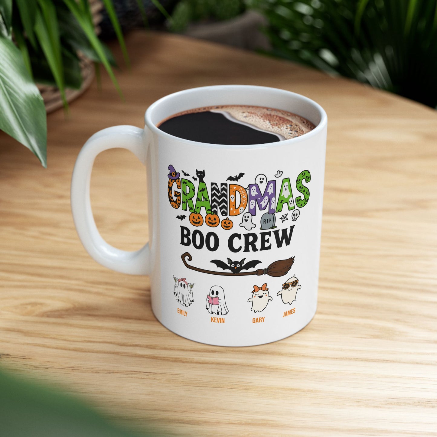 Grandma’s Boo Crew Coffee Mug – Personalized Halloween Gift with Names - PersonalizedFury