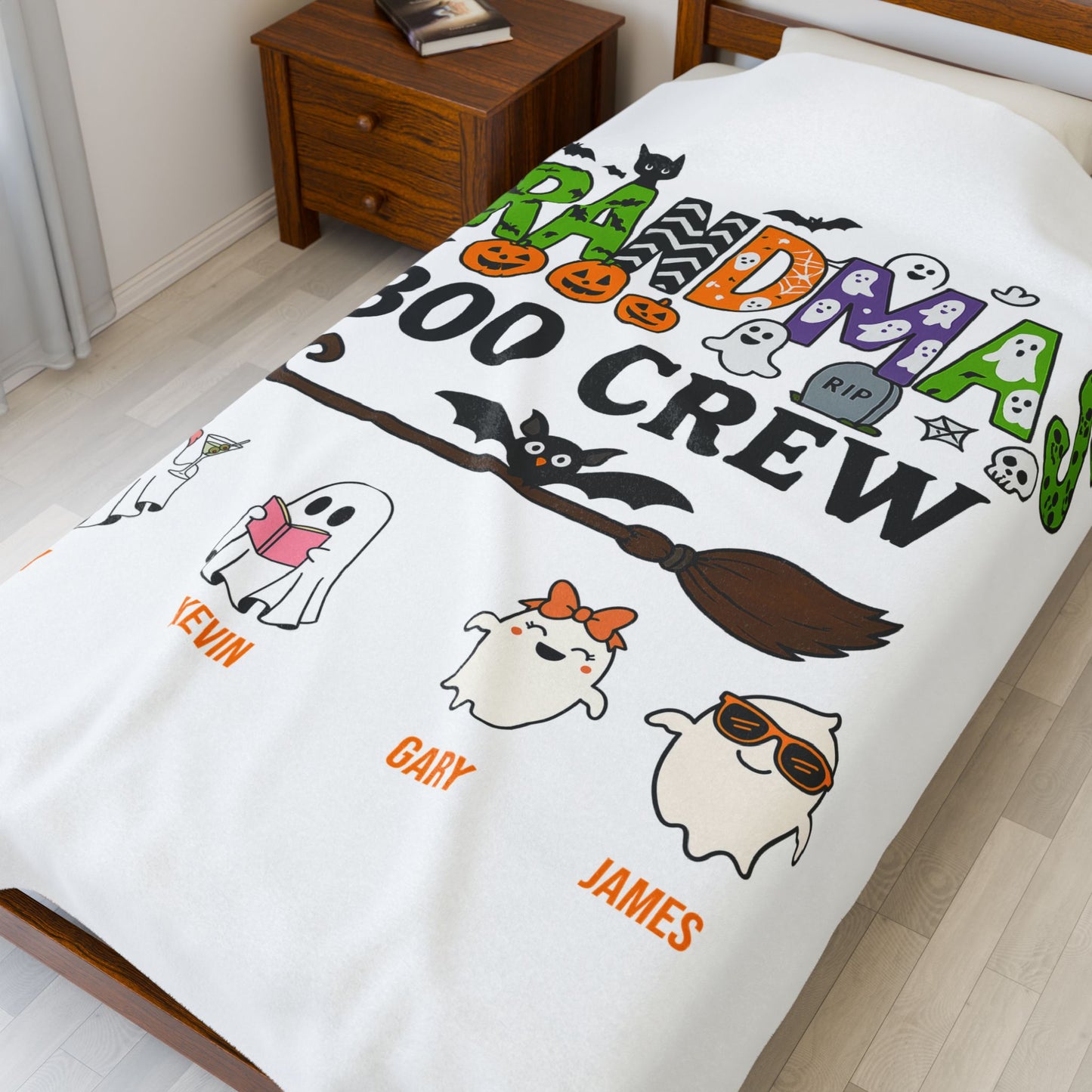 Grandma’s Boo Crew Blanket – Personalized Halloween Gift with Grandkids’ Names - PersonalizedFury