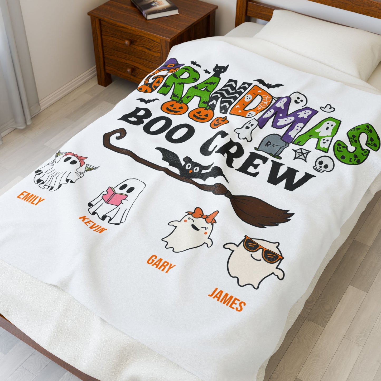 Grandma’s Boo Crew Blanket – Personalized Halloween Gift with Grandkids’ Names - PersonalizedFury