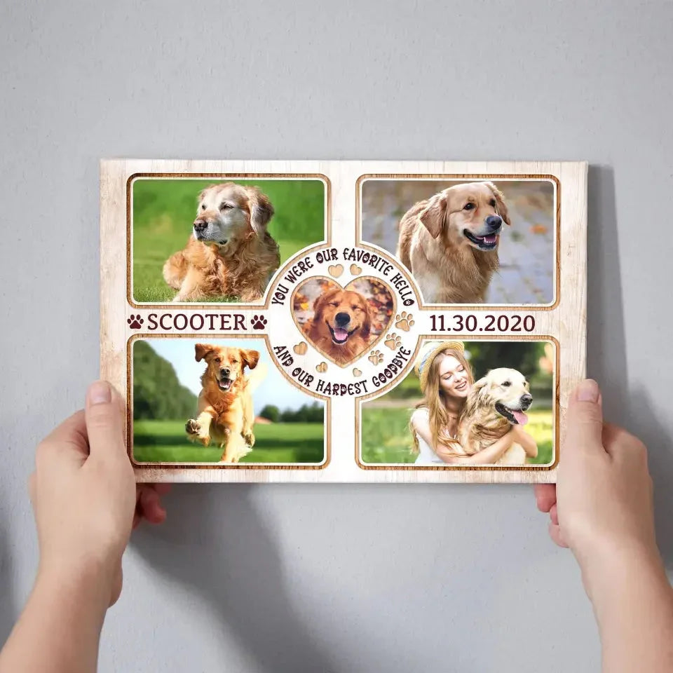 Hardest Goodbye, Forever in Our Hearts – Dog Memorial Canvas - PersonalizedFury