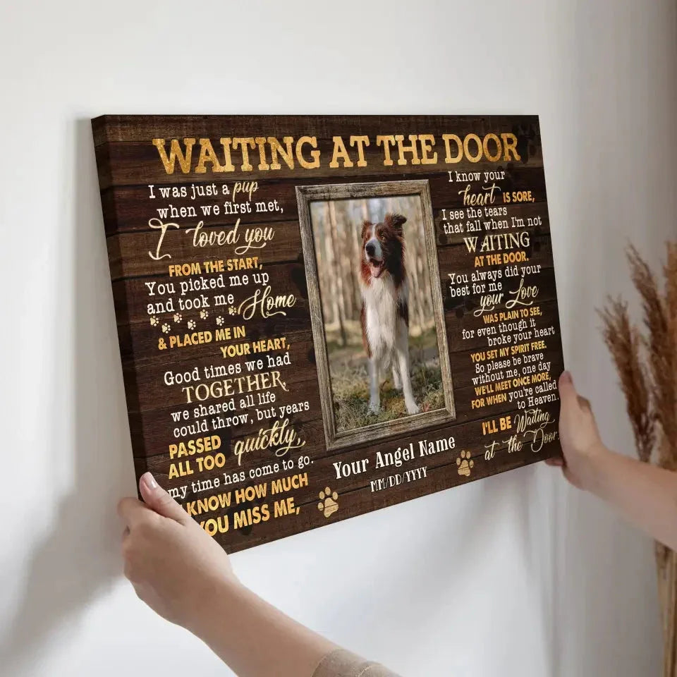 Waiting at the Door – Custom Pet Memorial Canvas with Photo - PersonalizedFury