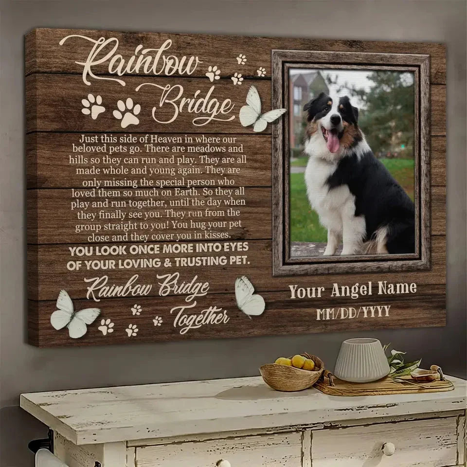 Rainbow Bridge – Custom Pet Memorial Canvas with Photo - PersonalizedFury