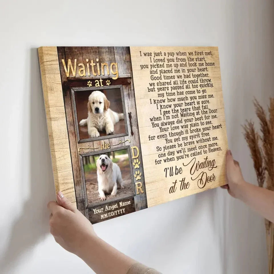 "Waiting at the Door" – Custom Dog Memorial Canvas With Photo & Name - PersonalizedFury