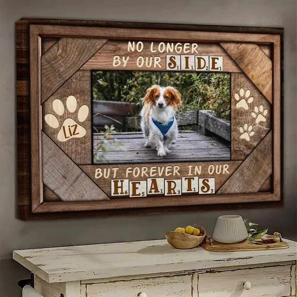 No Longer By Our Side – Custom Pet Memorial Photo Canvas - PersonalizedFury