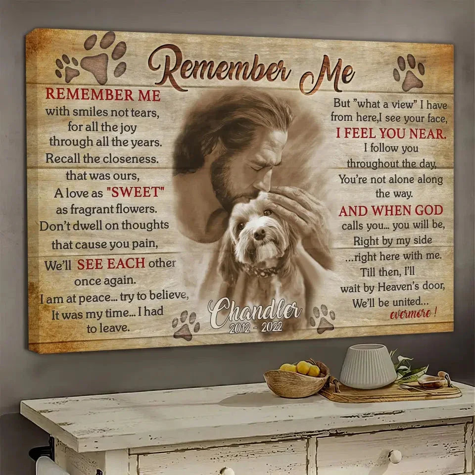 Pet Memorial Canvas – Remember Me Poem | Dog Loss Gift - PersonalizedFury