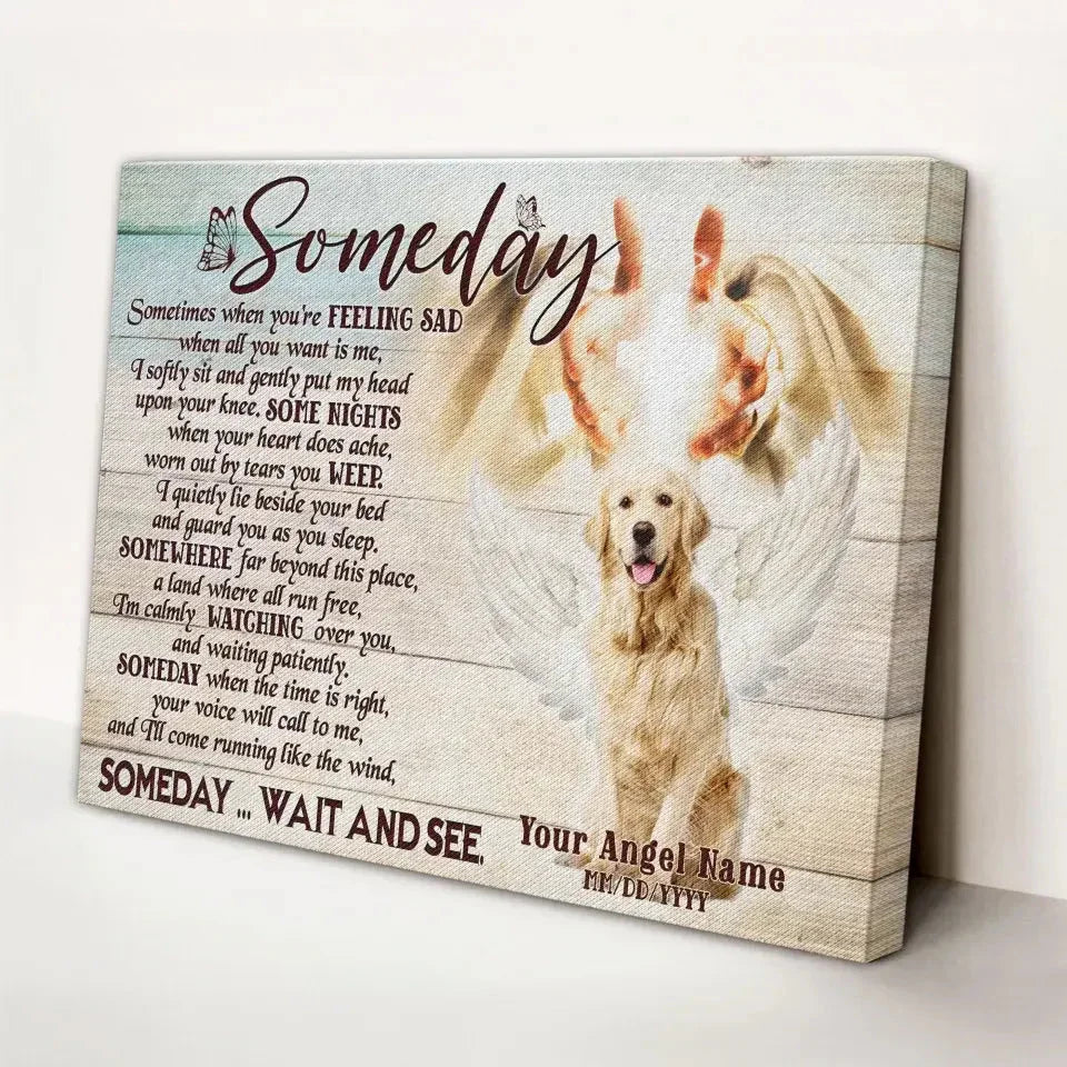 Someday Poem – Custom Dog Memorial Canvas with Angel Wings - PersonalizedFury