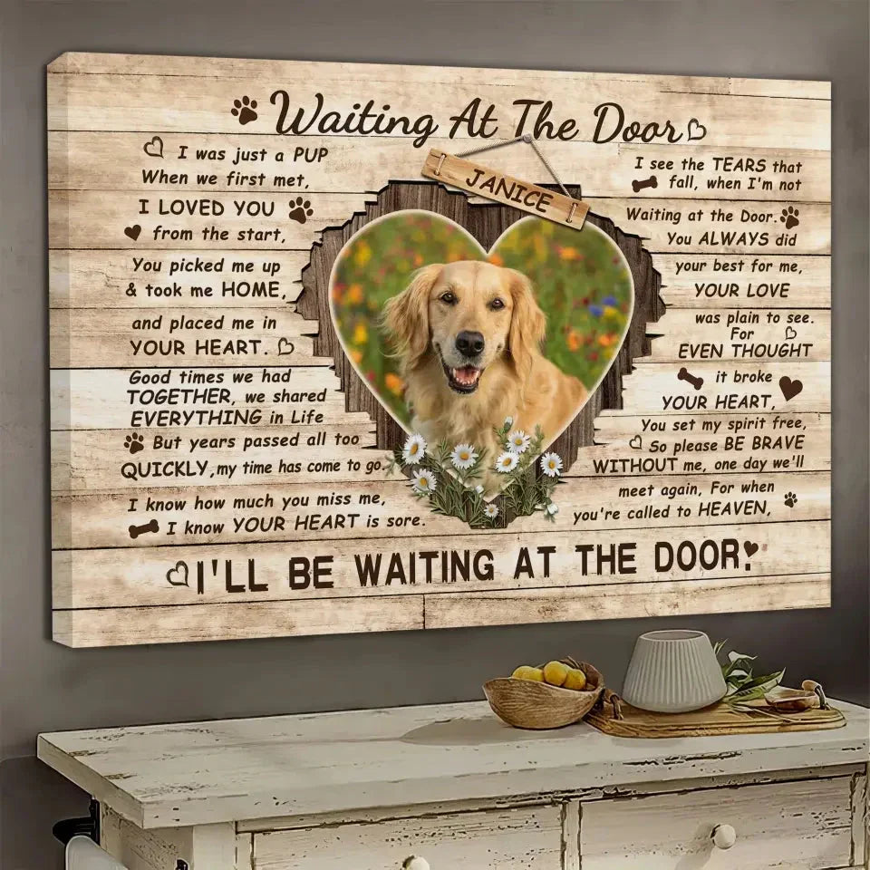 Custom Pet Memorial Canvas - Waiting At The Door Dog Loss Gift - PersonalizedFury