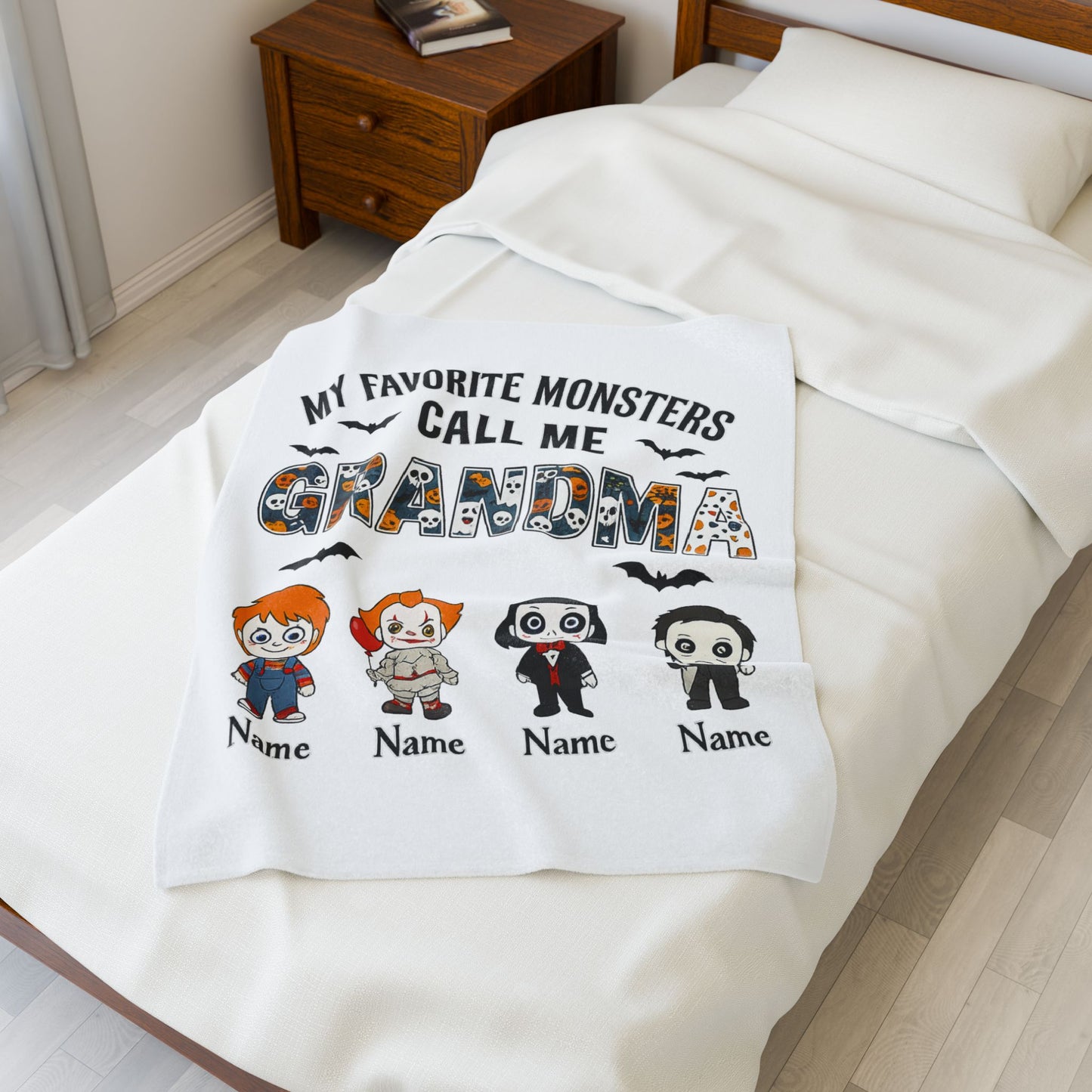 Grandma Halloween Blanket - Favorite Monsters Call Me Grandma Gift - PersonalizedFury