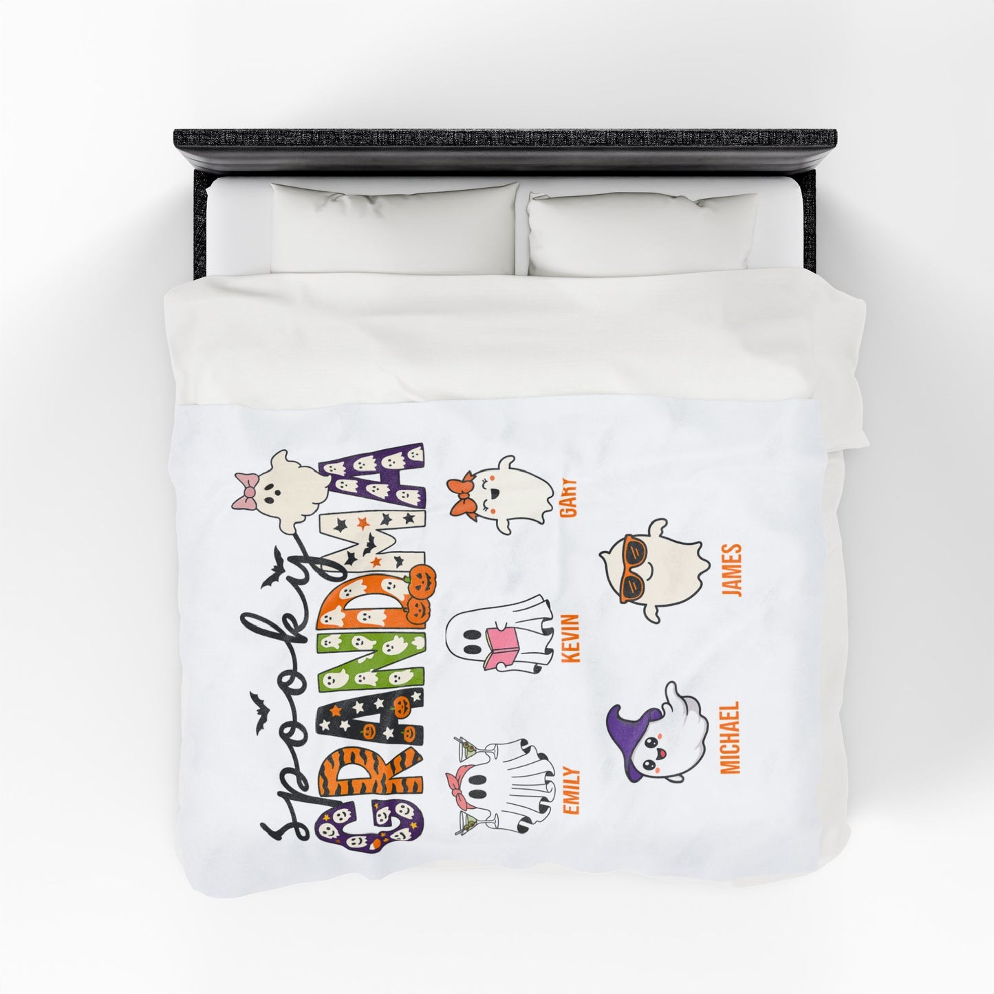 Spooky Grandma Blanket – Personalized Halloween Gift with Grandkids’ Names - PersonalizedFury