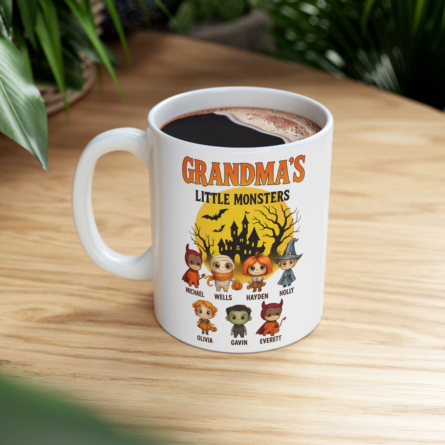 Grandma's Little Monsters Coffee Mug - Personalized Halloween Gift for Grandma - PersonalizedFury