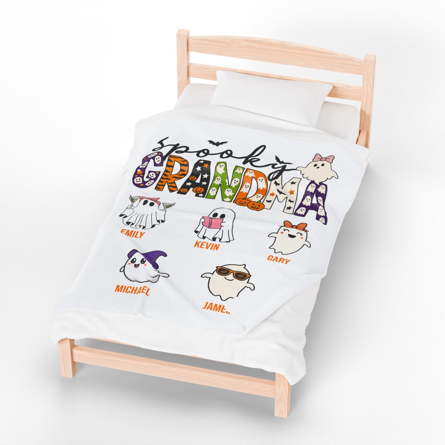 Spooky Grandma Blanket – Personalized Halloween Gift with Grandkids’ Names - PersonalizedFury