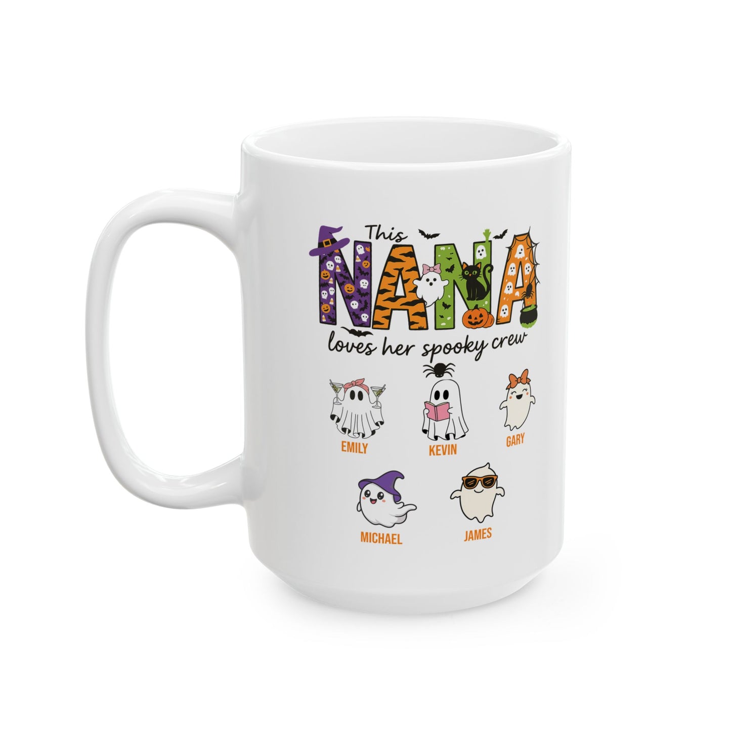 Nana Loves Her Spooky Crew Coffee Mug – Personalized Halloween Gift - PersonalizedFury