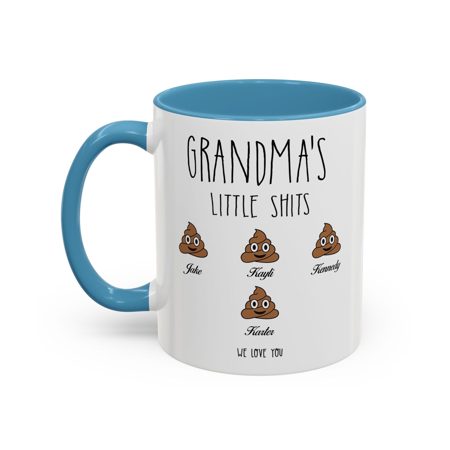 Personalized Grandma with Grandkids Names Accent Coffee Mug - PersonalizedFury