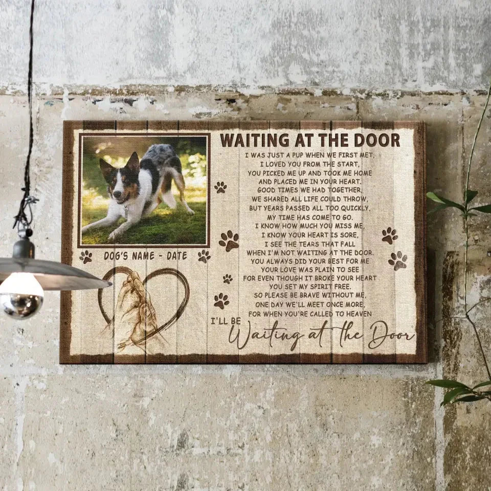Waiting at the Door Pet Memorial Canvas – Custom Dog Photo & Name Gift - PersonalizedFury