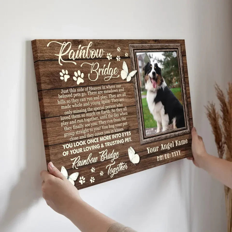 Rainbow Bridge – Custom Pet Memorial Canvas with Photo - PersonalizedFury