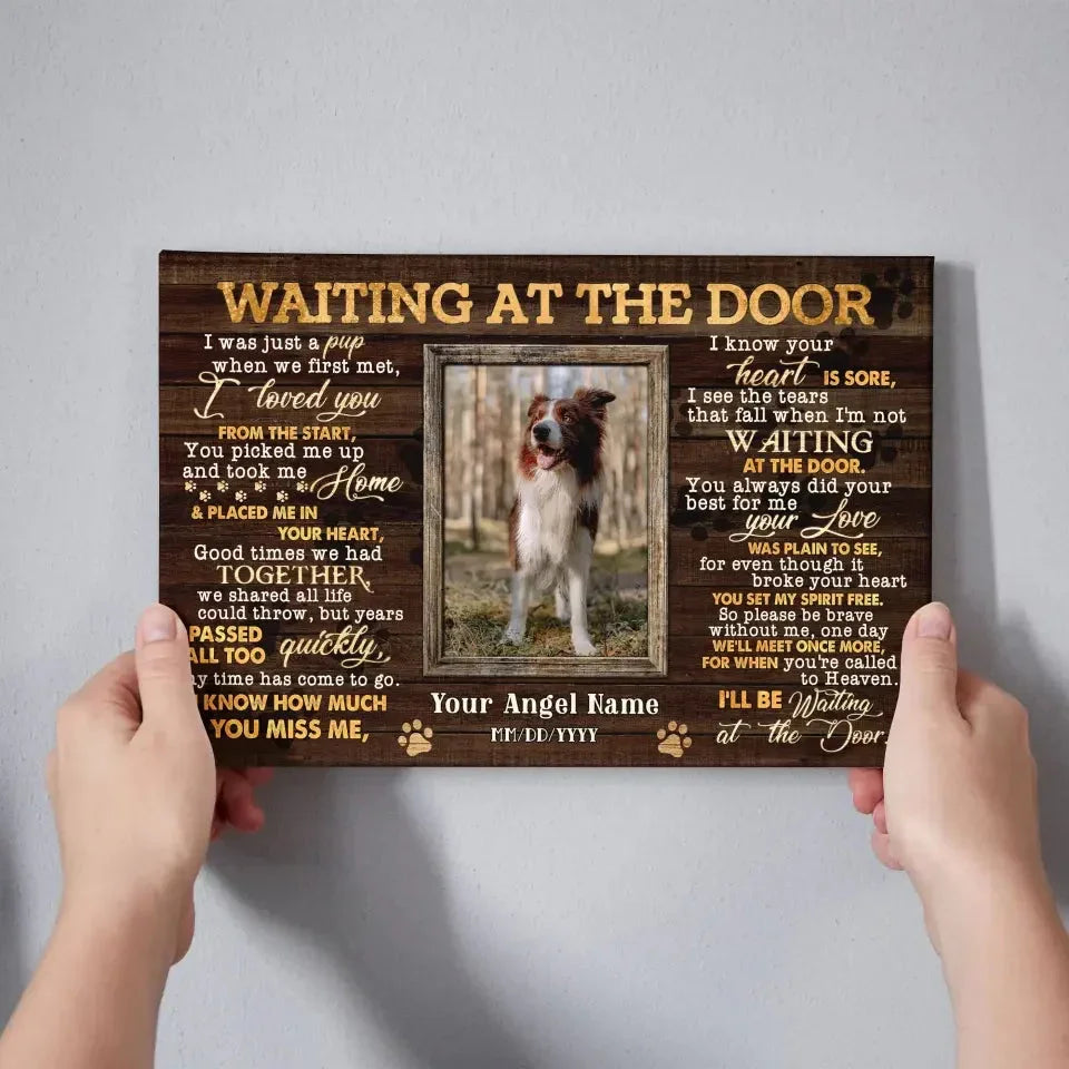 Waiting at the Door – Custom Pet Memorial Canvas with Photo - PersonalizedFury