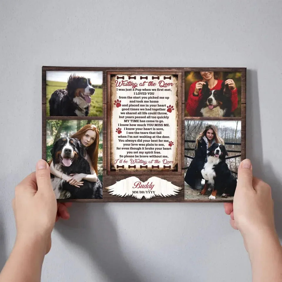 Personalized Dog Memorial Canvas – Waiting at the Door Poem Gift - PersonalizedFury