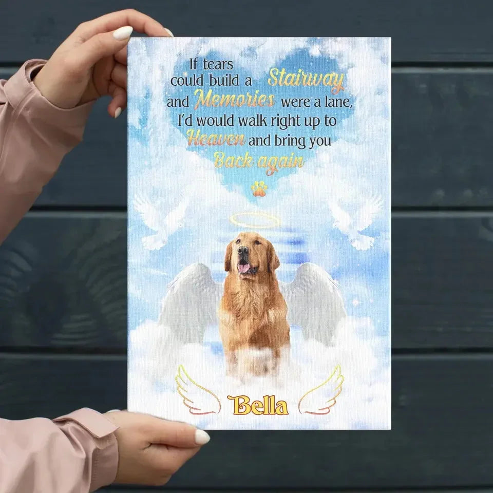 Dog Loss Gift – Custom Pet Heaven Canvas with Angel Wings - PersonalizedFury