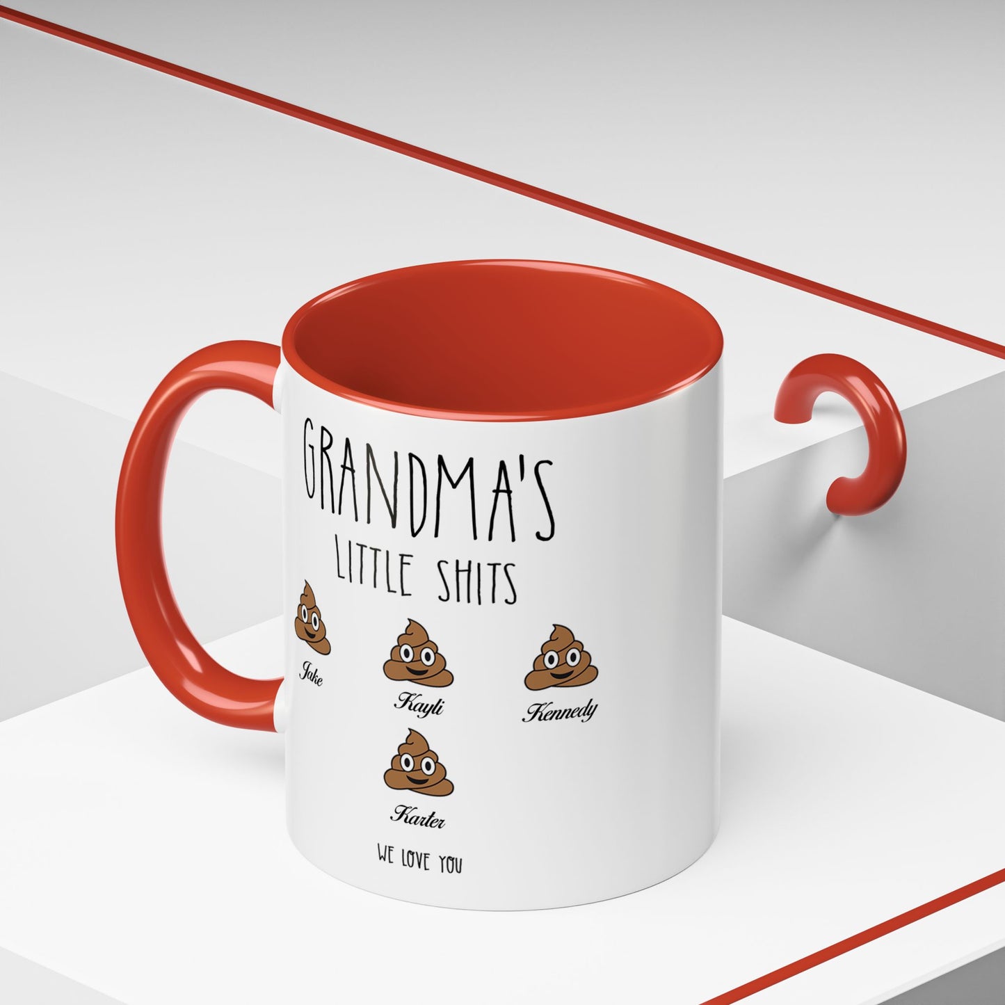 Personalized Grandma with Grandkids Names Accent Coffee Mug - PersonalizedFury