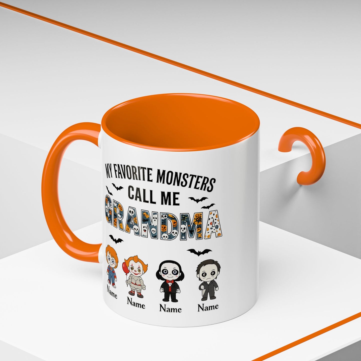 Custom My Favorite Monsters Call me Grandma Accent Coffee Mug - PersonalizedFury