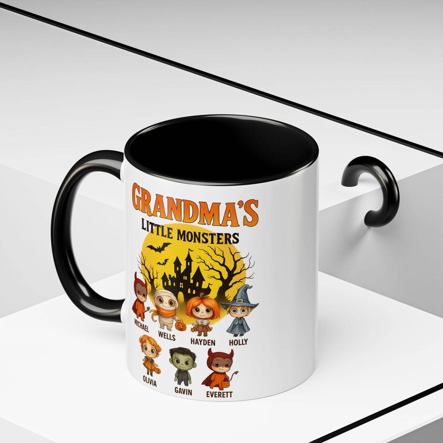Grandma's Little Monsters Accent Coffee Mug - PersonalizedFury