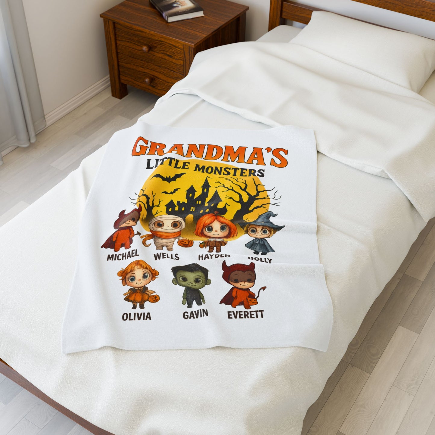 Personalized Grandma's Little Monsters with Grandkids names Blanket - PersonalizedFury