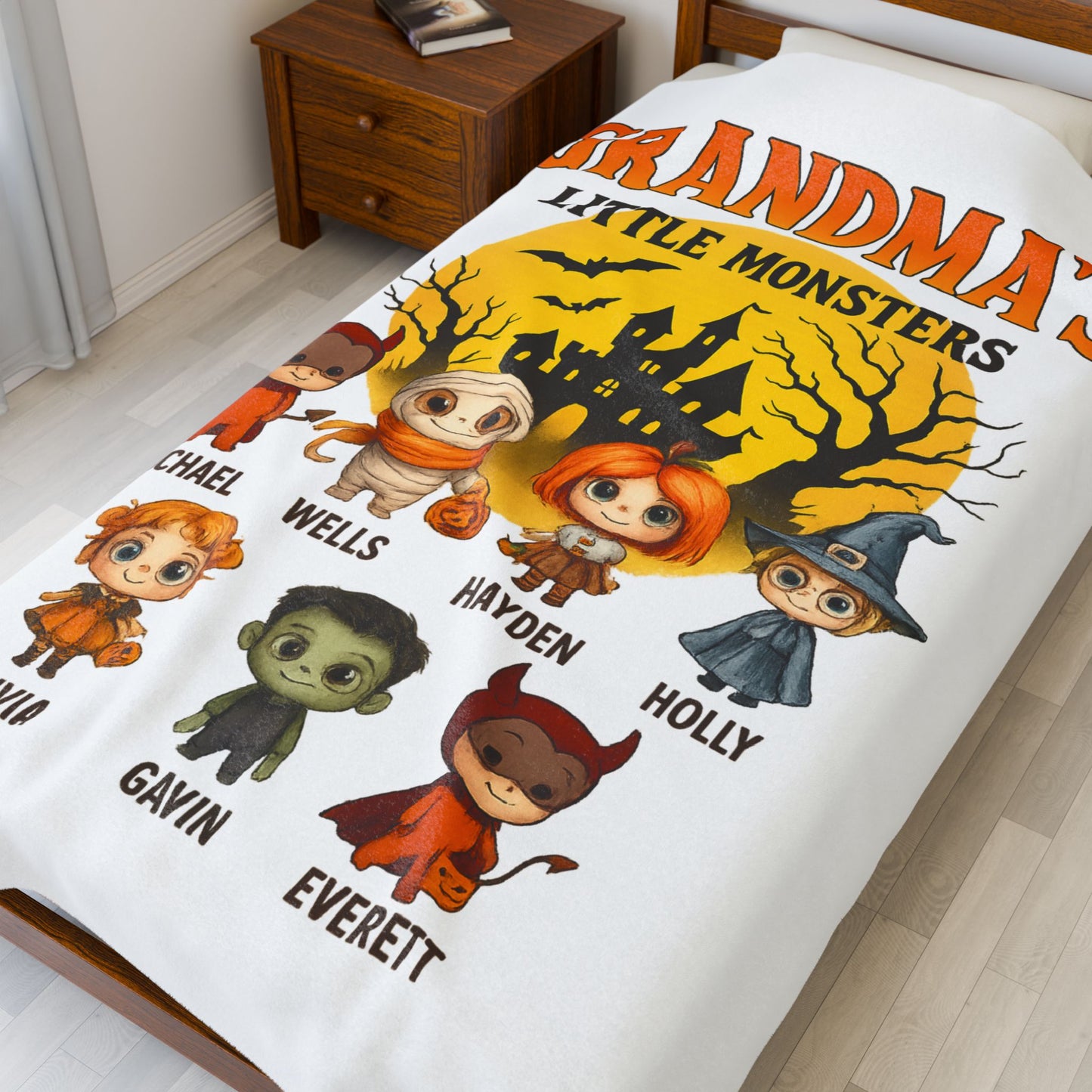Personalized Grandma's Little Monsters with Grandkids names Blanket - PersonalizedFury
