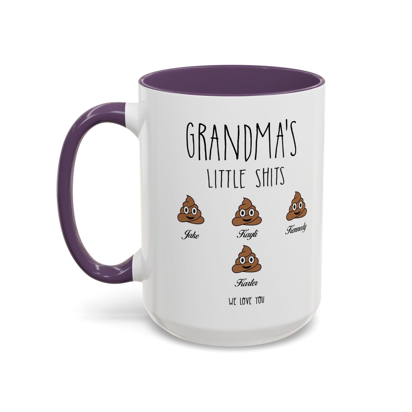 Personalized Grandma with Grandkids Names Accent Coffee Mug - PersonalizedFury