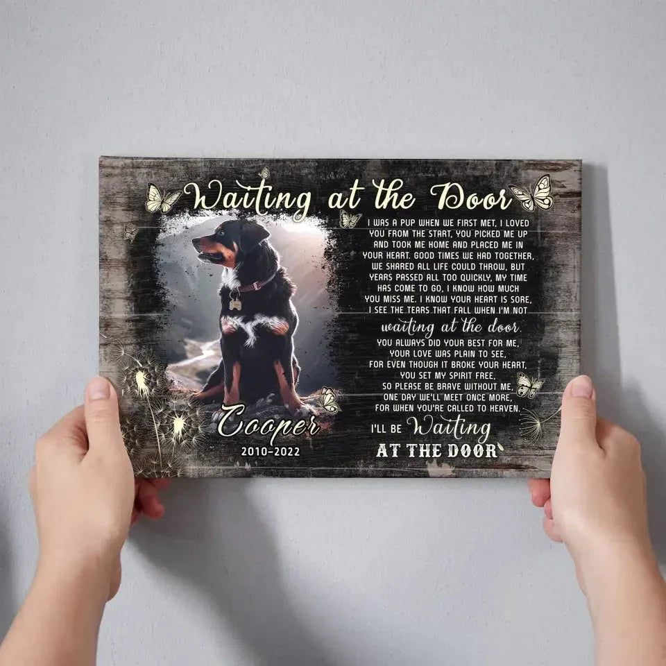 Waiting at the Door – Custom Dog Memorial Canvas for Rottweilers - PersonalizedFury