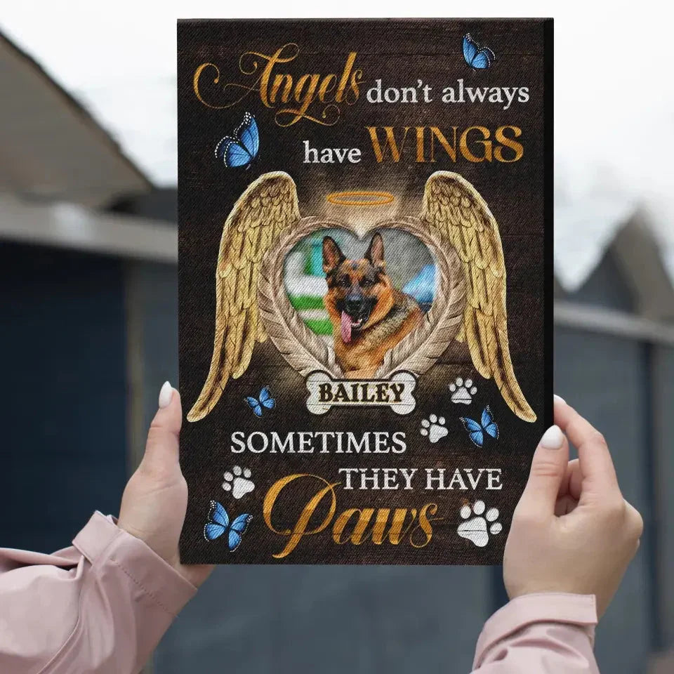 Custom Dog Memorial Gift– Angels Don’t Always Have Wings Canvas - PersonalizedFury