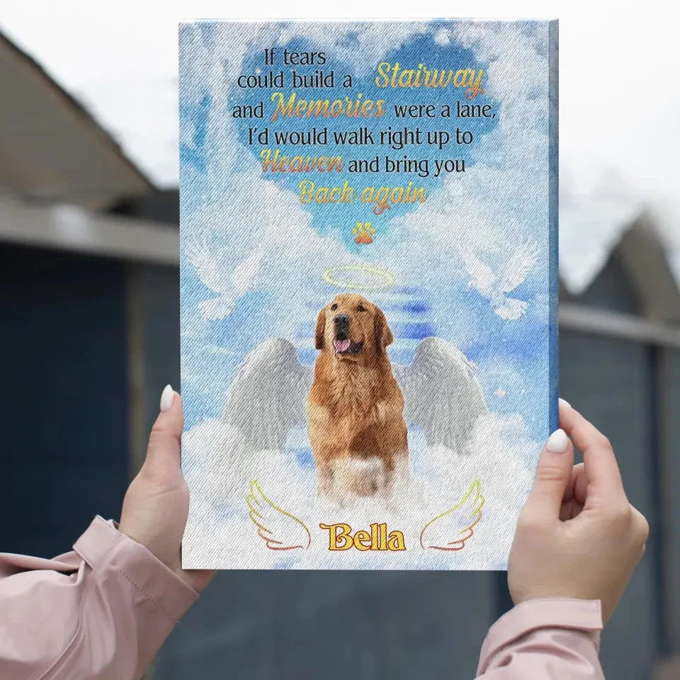 Dog Loss Gift – Custom Pet Heaven Canvas with Angel Wings - PersonalizedFury
