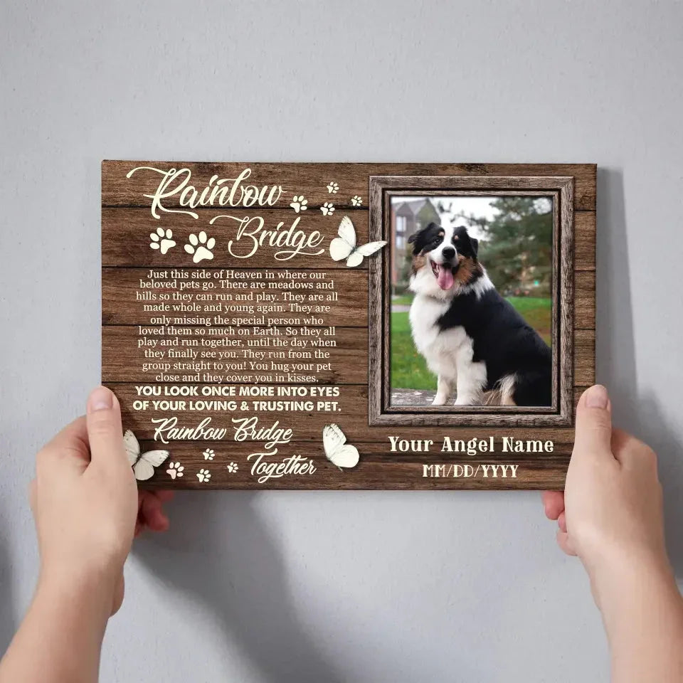 Rainbow Bridge – Custom Pet Memorial Canvas with Photo - PersonalizedFury