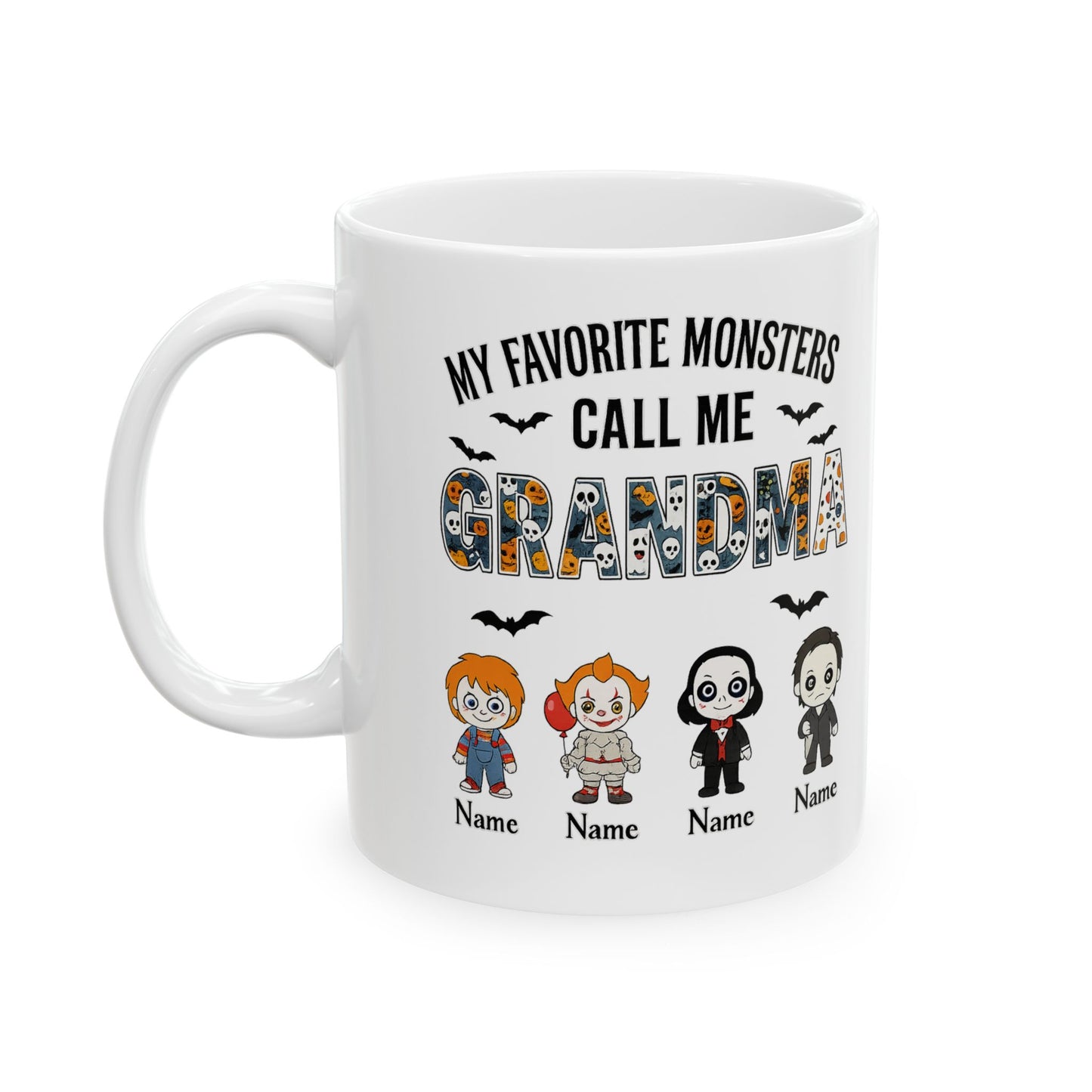 Halloween Gift for Grandma - Custom Little Monsters Coffee Mug - PersonalizedFury