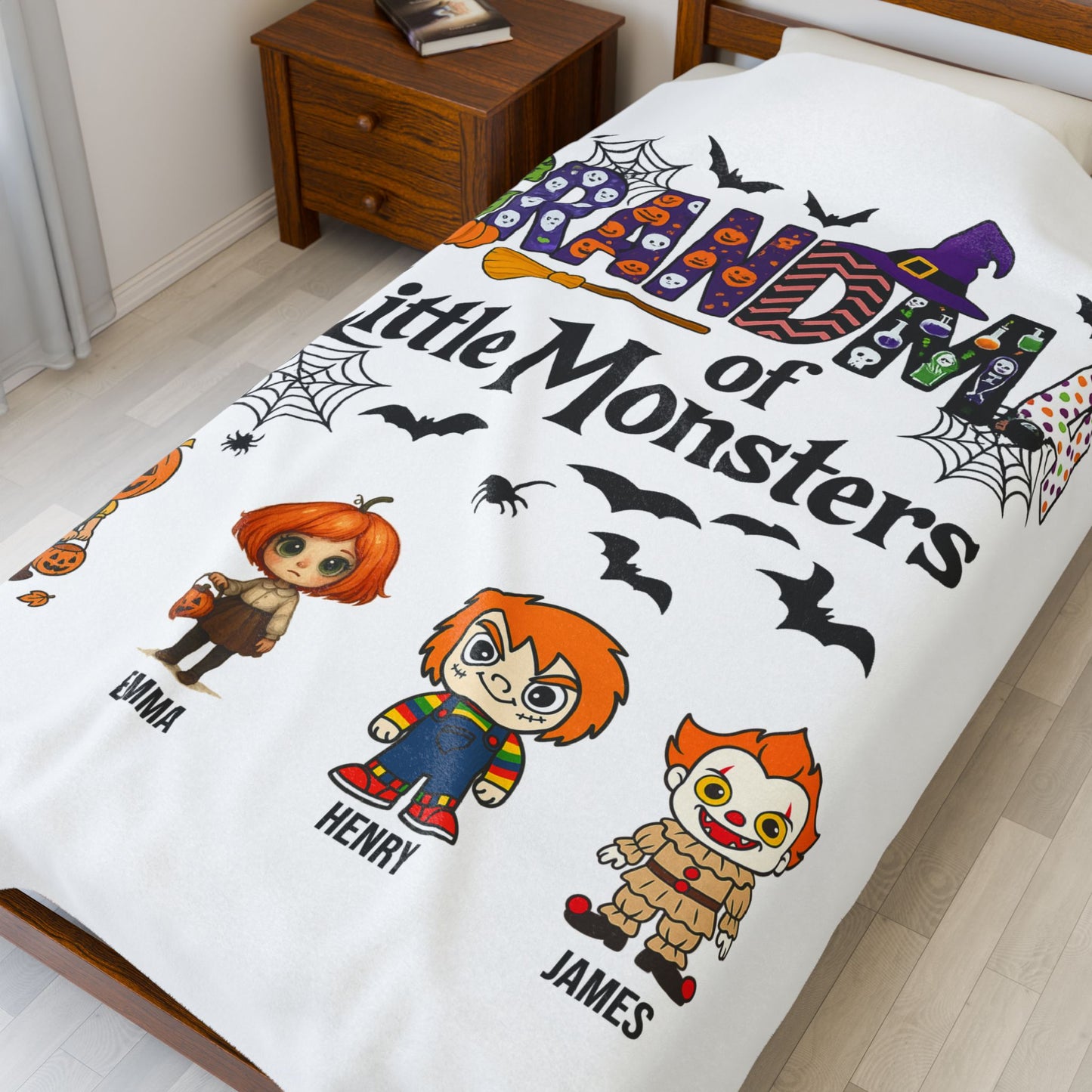 Grandma Halloween Blanket - Personalized Gift For Grandma - PersonalizedFury