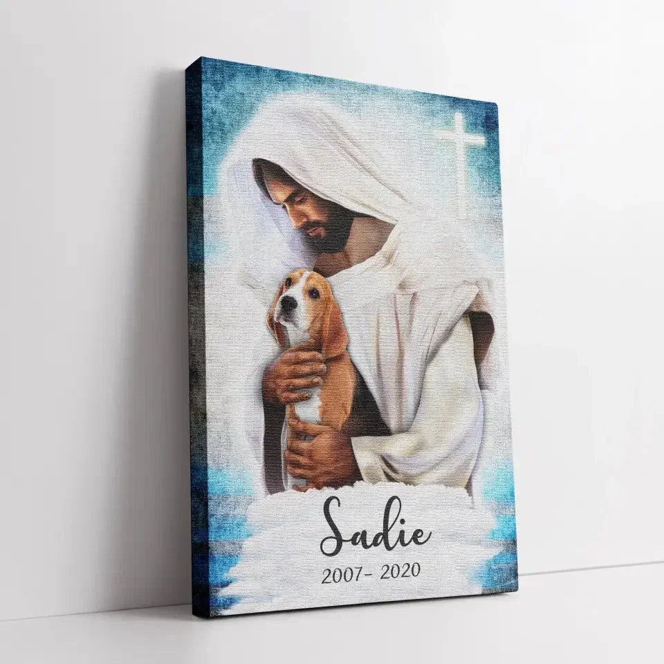 Jesus with Dogs in Heaven - Pet Memorial Canvas Gift - PersonalizedFury