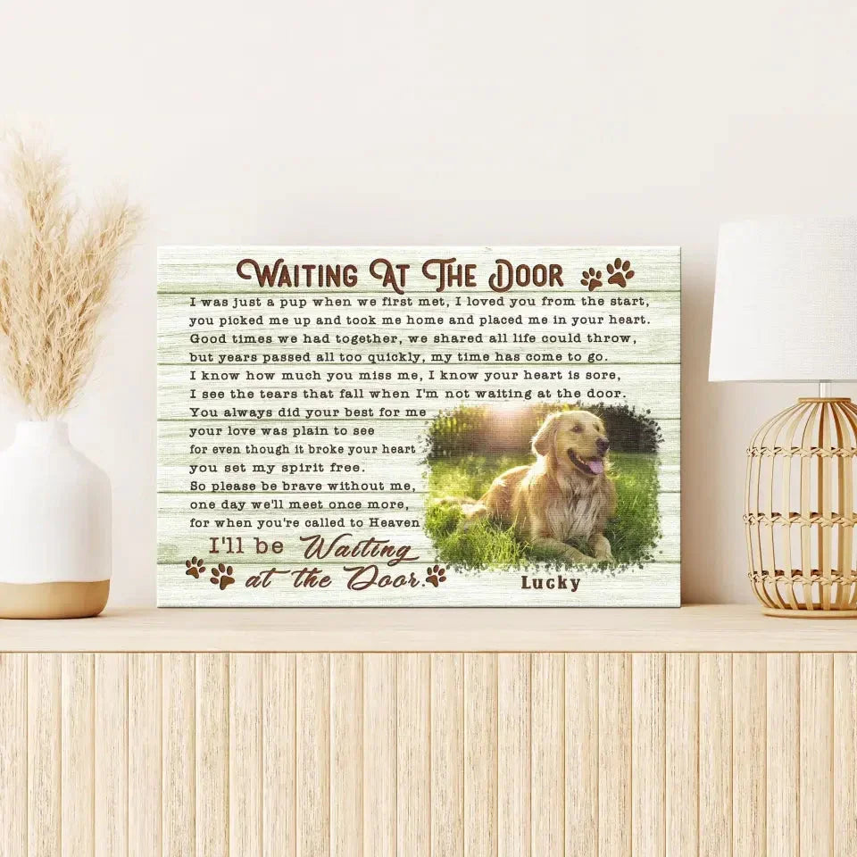 Waiting at the Door – Golden Retriever Pet Memorial Canvas - PersonalizedFury