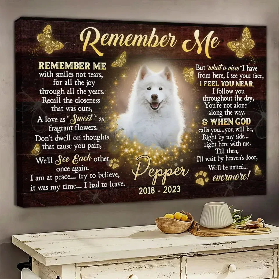 Custom Pet Loss Canvas – “Remember Me” Poem with Photo & Name - PersonalizedFury