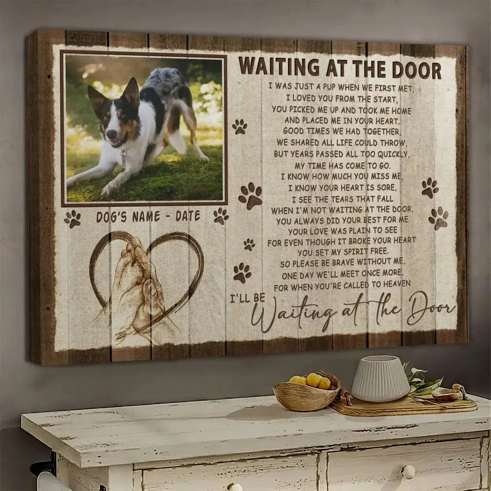 Waiting at the Door Pet Memorial Canvas – Custom Dog Photo & Name Gift - PersonalizedFury