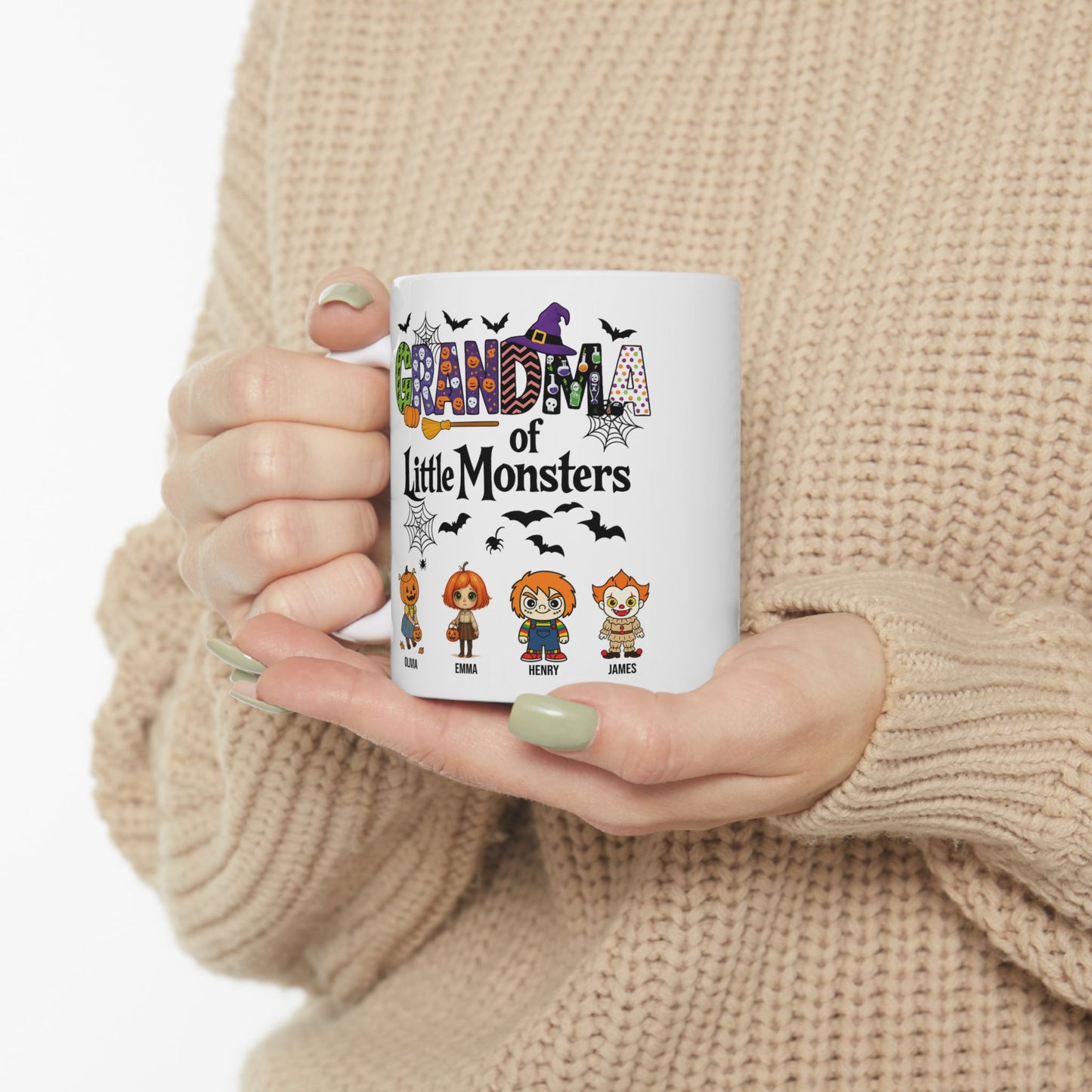 Halloween Gift- Personalized Grandma of Little Monsters Coffee Mug - PersonalizedFury