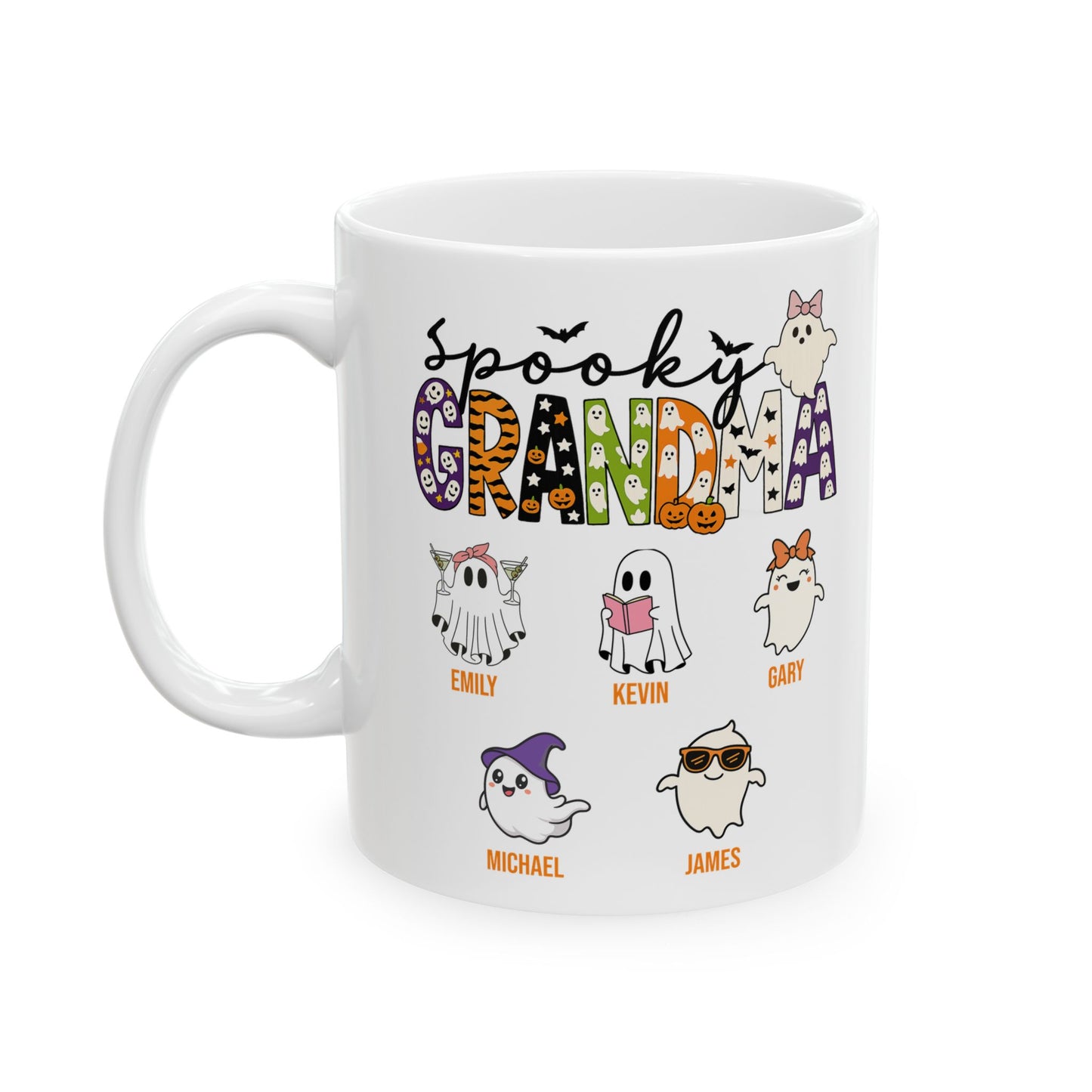 Spooky Grandma Coffee Mug – Personalized Halloween Gift with Grandkids’ Names - PersonalizedFury