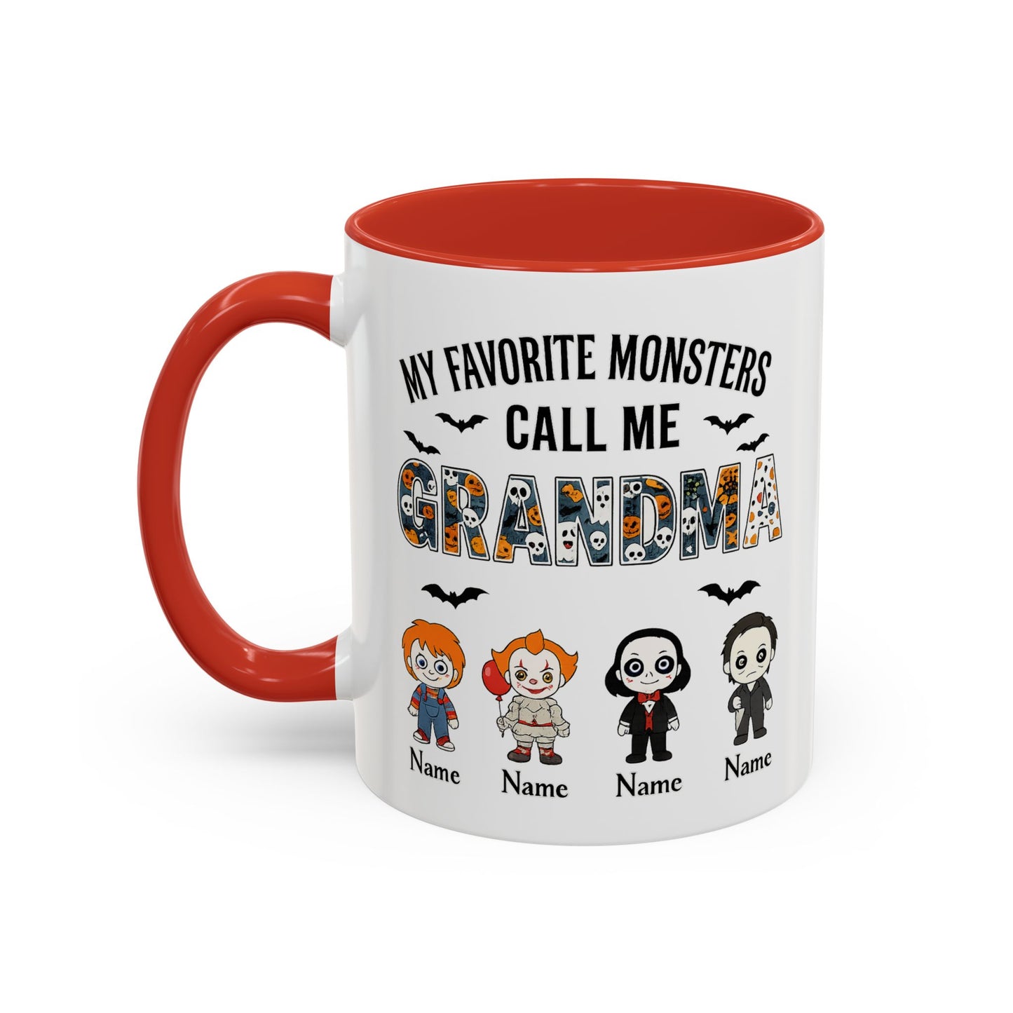 Custom My Favorite Monsters Call me Grandma Accent Coffee Mug - PersonalizedFury