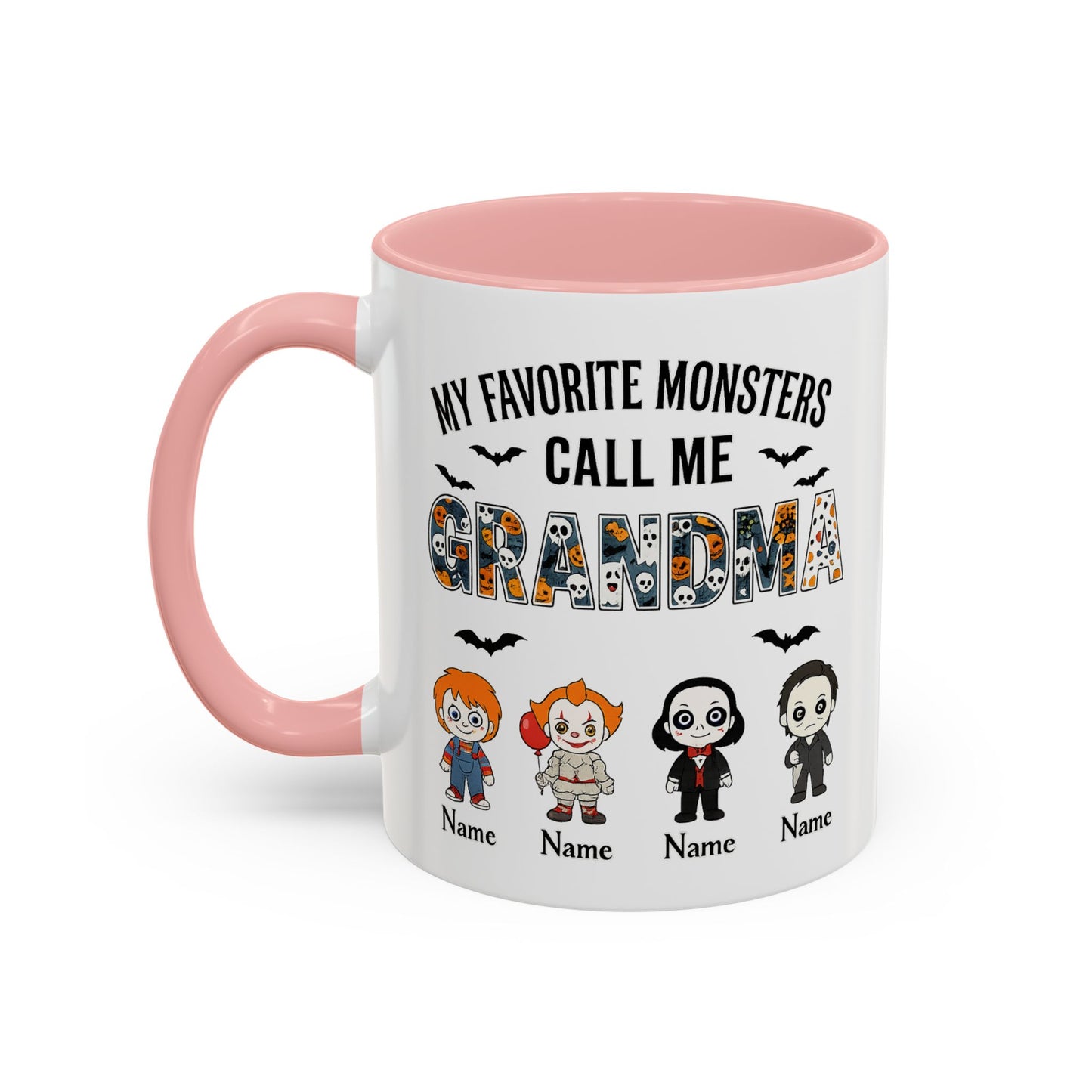 Custom My Favorite Monsters Call me Grandma Accent Coffee Mug - PersonalizedFury