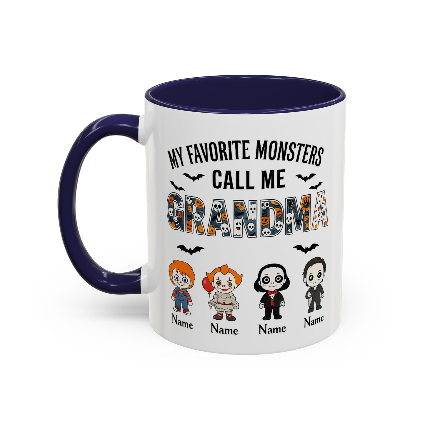 Custom My Favorite Monsters Call me Grandma Accent Coffee Mug - PersonalizedFury