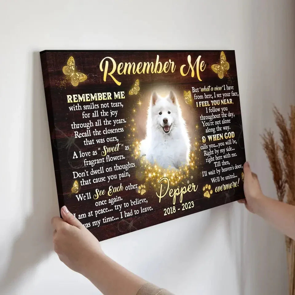 Custom Pet Loss Canvas – “Remember Me” Poem with Photo & Name - PersonalizedFury
