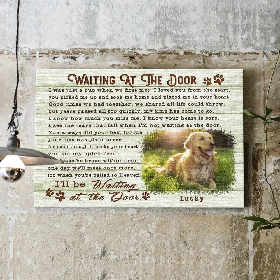Waiting at the Door – Golden Retriever Pet Memorial Canvas - PersonalizedFury