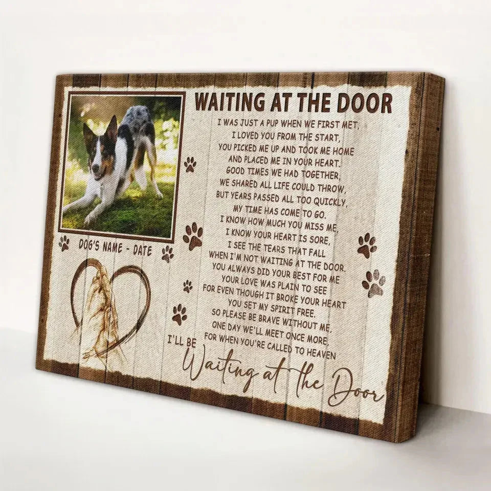 Waiting at the Door Pet Memorial Canvas – Custom Dog Photo & Name Gift - PersonalizedFury