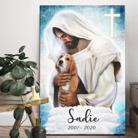 Jesus with Dogs in Heaven - Pet Memorial Canvas Gift - PersonalizedFury