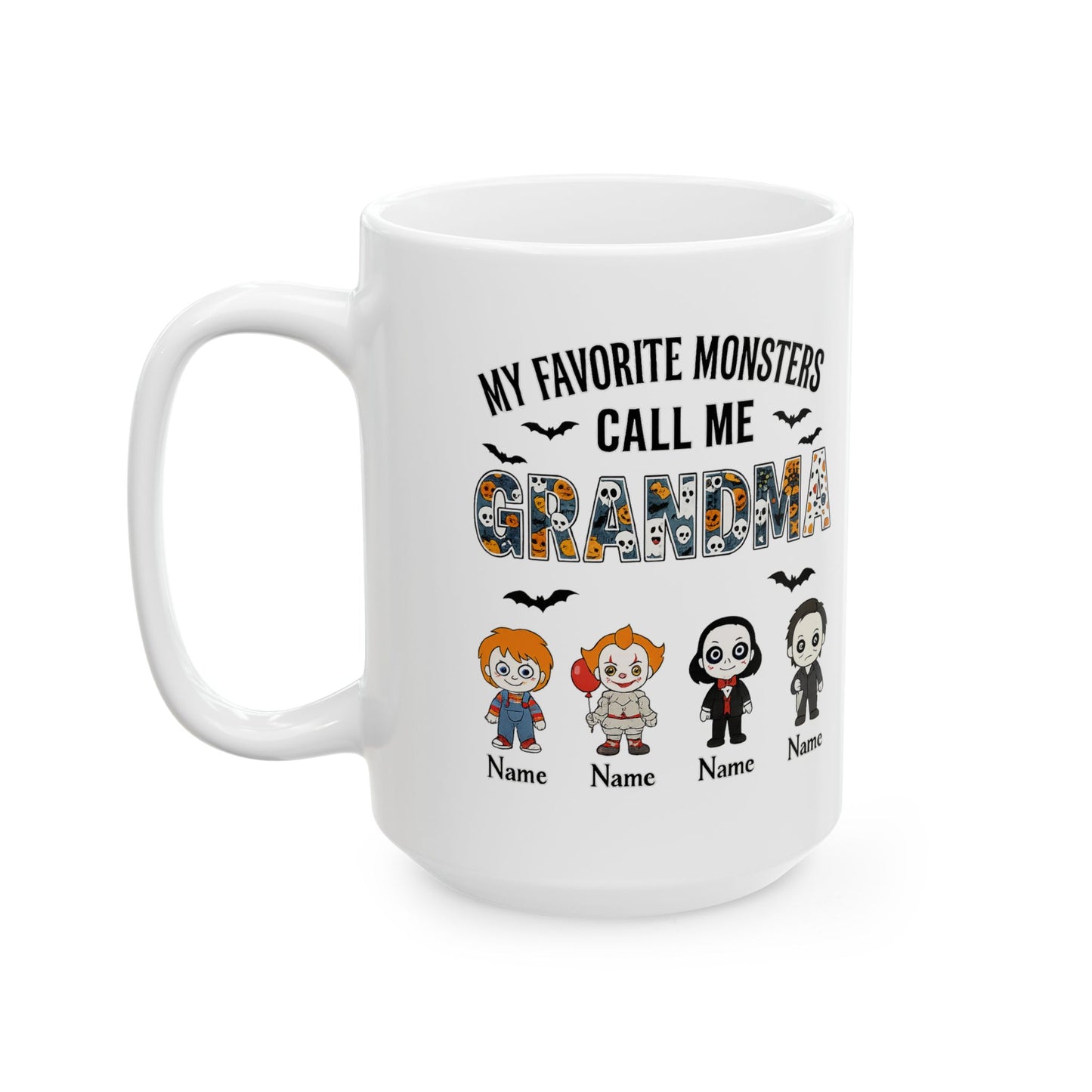 Halloween Gift for Grandma - Custom Little Monsters Coffee Mug - PersonalizedFury