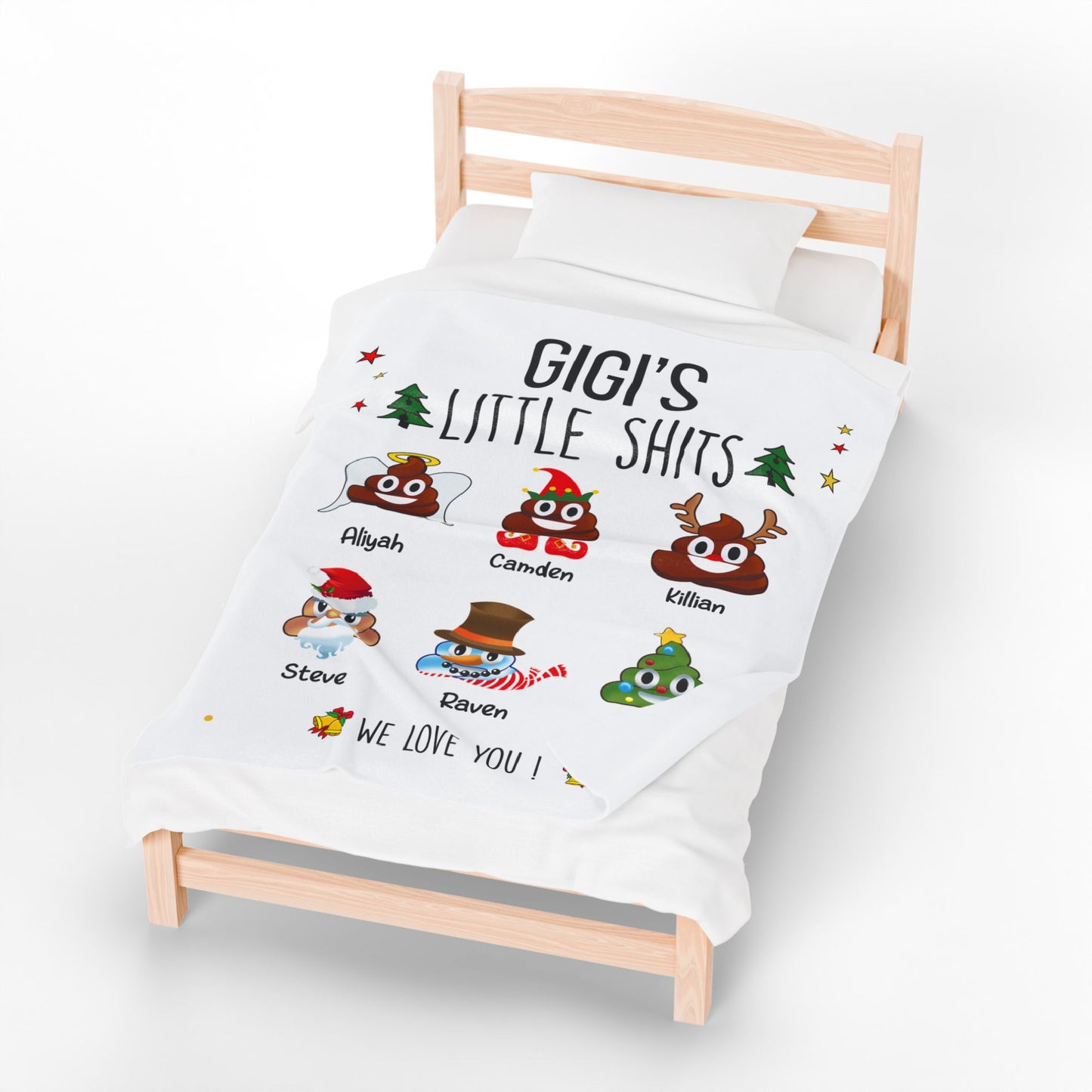 Personalized Gift For Gigi - Christmas Blanket with Grandkids names - PersonalizedFury